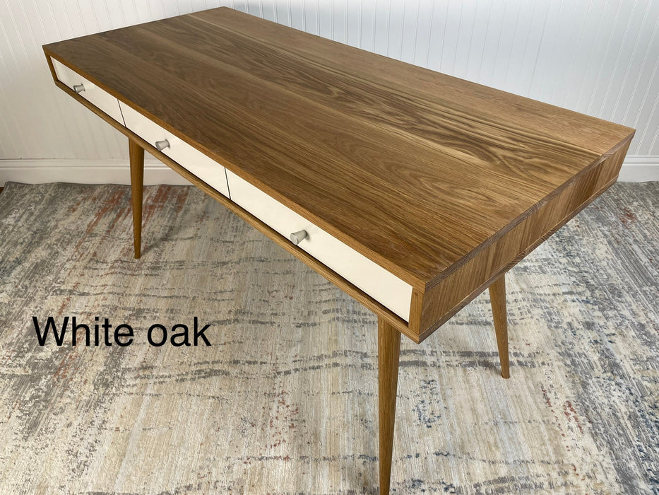 White Oak Mid Century Desk with Cord Management Available now!