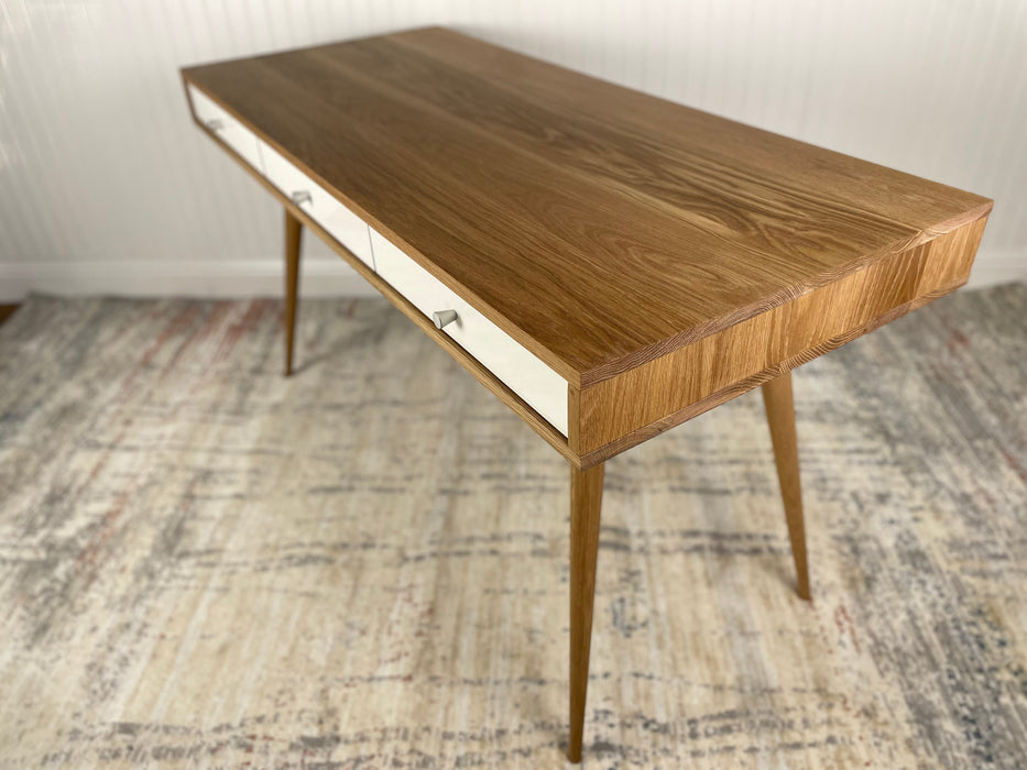 White Oak Mid Century Desk with Cord Management Available now!