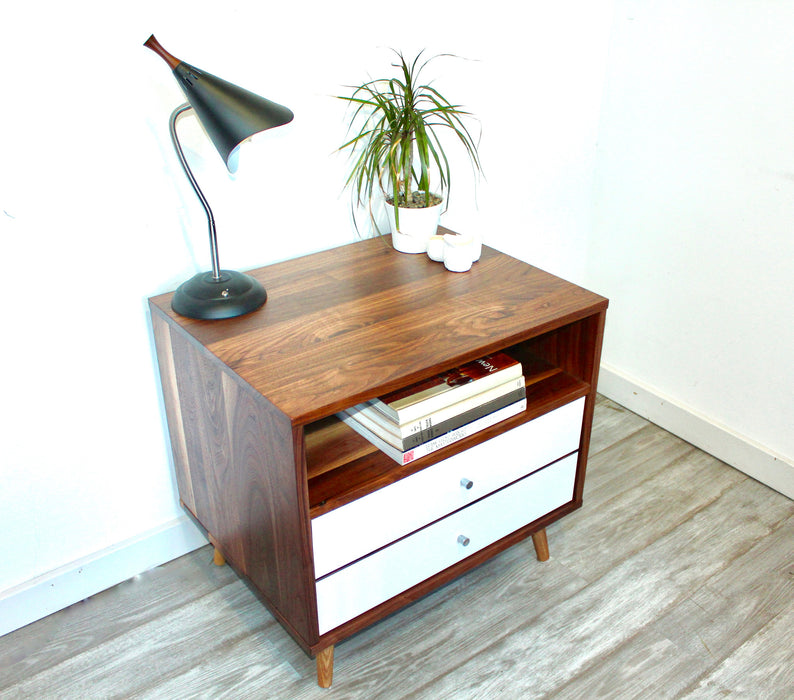 Mid Century Bedside Table with Two Drawers - JeremiahCollection - 2