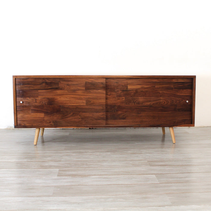 Low Walnut Mid Century Media Console - JeremiahCollection - 2