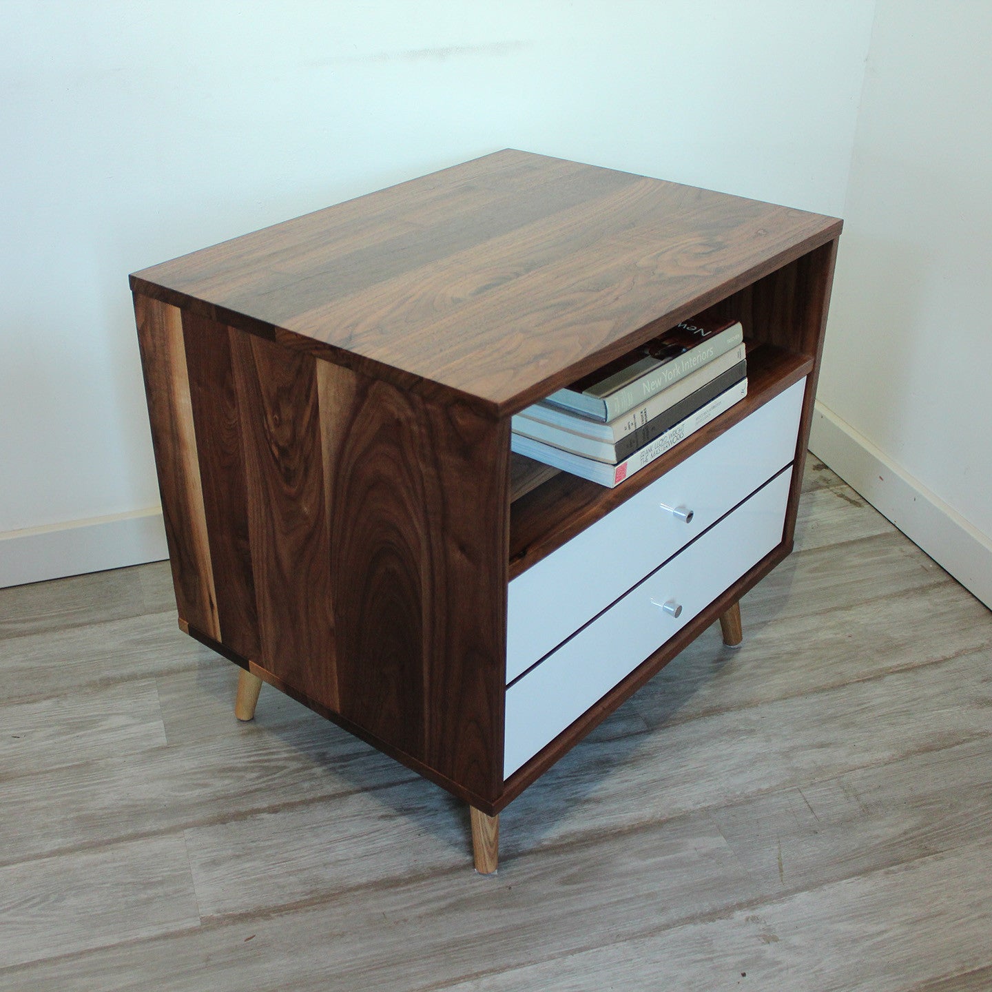 Mid Century Bedside Table with Two Drawers - JeremiahCollection - 4