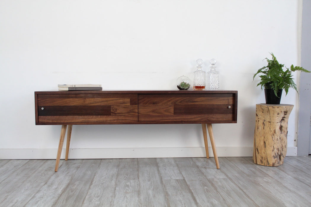 Mid Century Solid Walnut T.V. Stand With Sliding Doors - JeremiahCollection - 3
